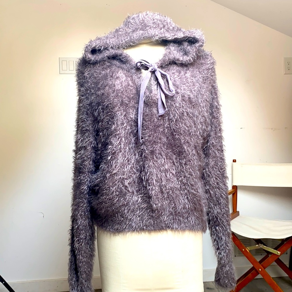 Free People Grey Teddy bear sweater